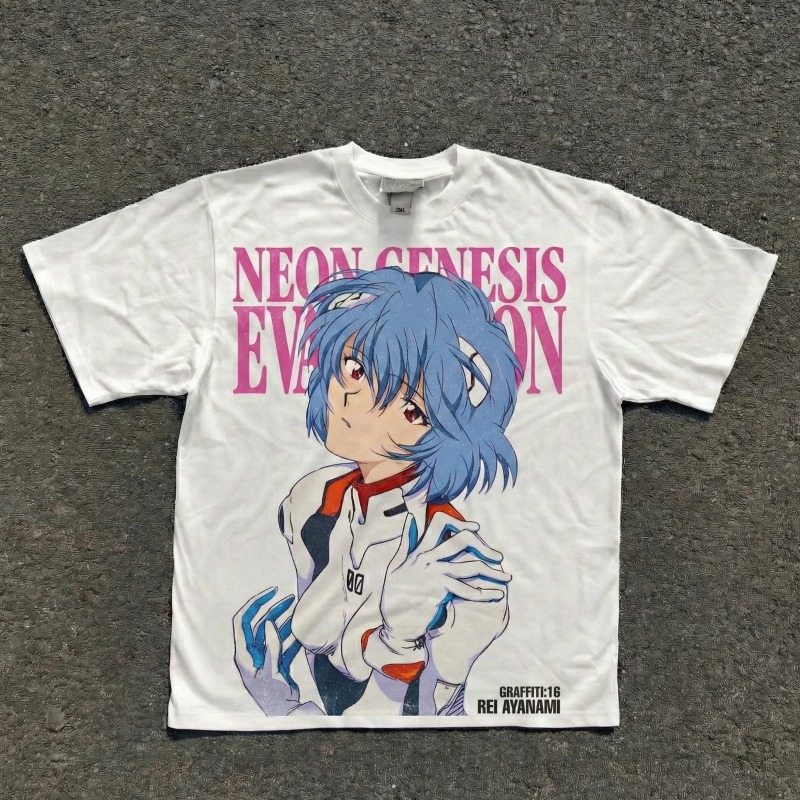 Anime Cosplay Title - T-shirt décontracté en coton blanc surdimensionné